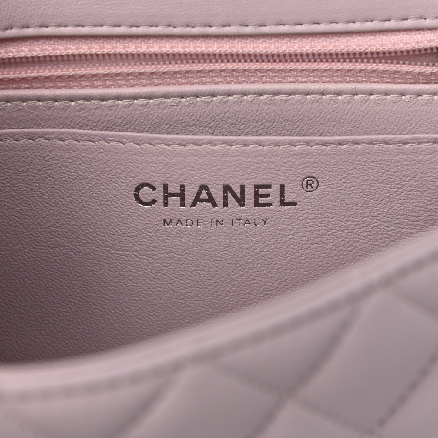 Lambskin Quilted Mini Rectangular Flap Light Purple