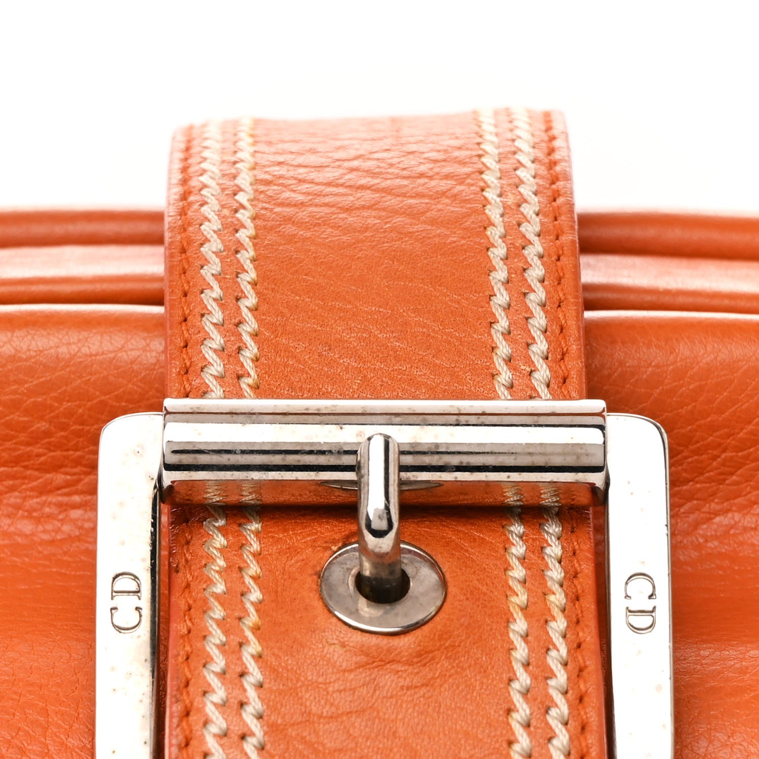 Christian Dior Grained Calfskin Frame Satchel Orange 8 of 11