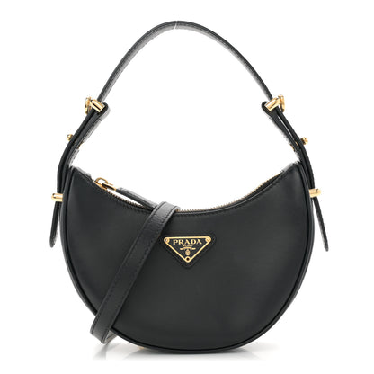 Prada Soft Calfskin Arque Shoulder Bag Black 1 of 11
