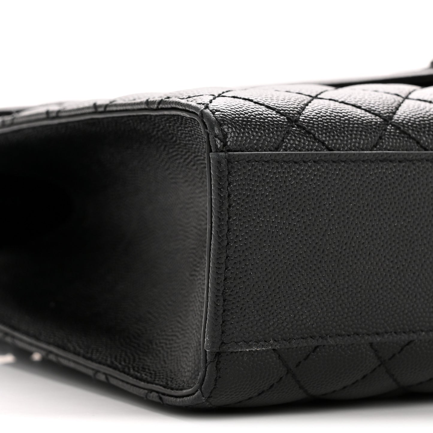 Grain De Poudre Textured Mixed Matelasse Large Triquilt Monogram Monochrome Satchel Black