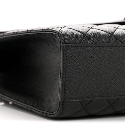 Saint Laurent Grain De Poudre Textured Mixed Matelasse Large Triquilt Monogram Monochrome Satchel Black 9 of 15