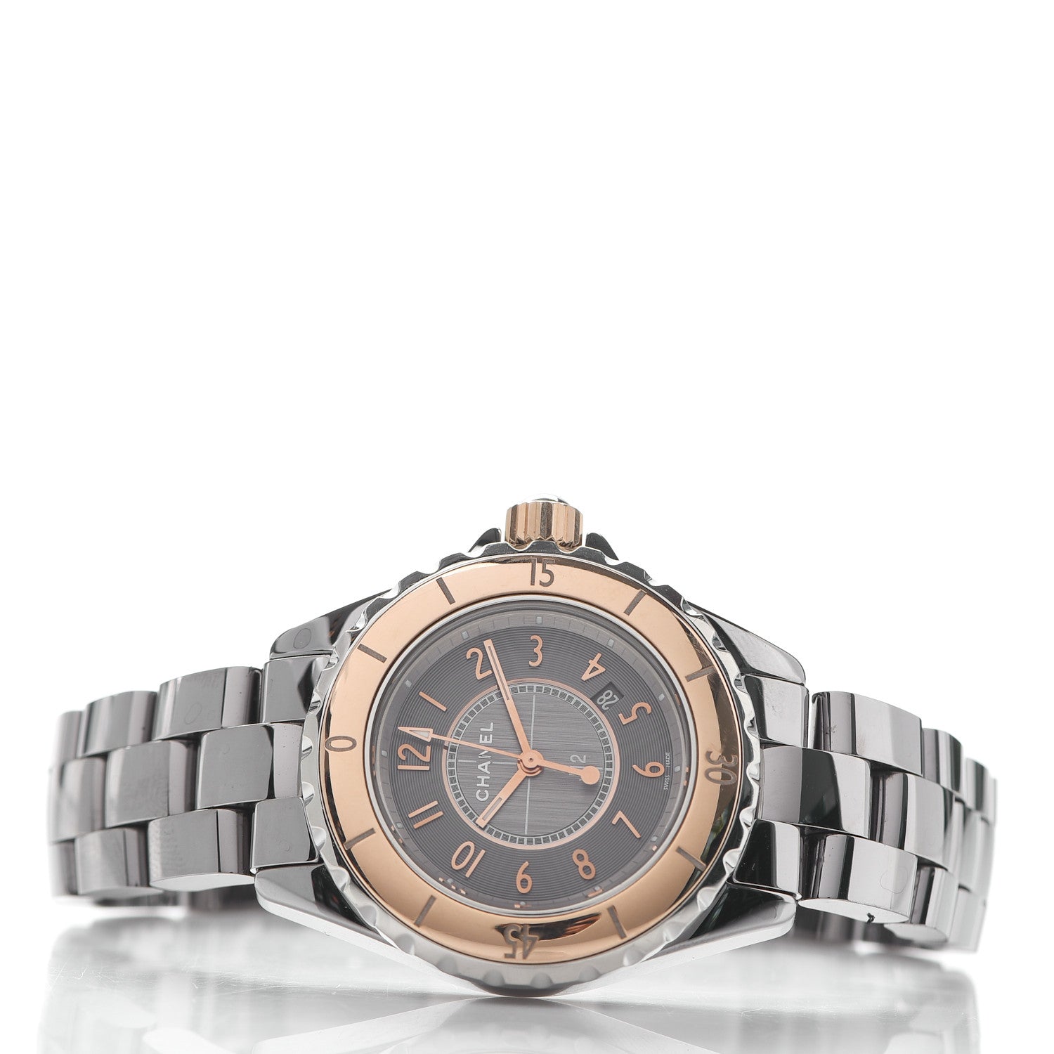 Chanel Titanium 18K Rose Gold Ceramic 33mm J12 Chromatic Quartz Watch 2 of 4