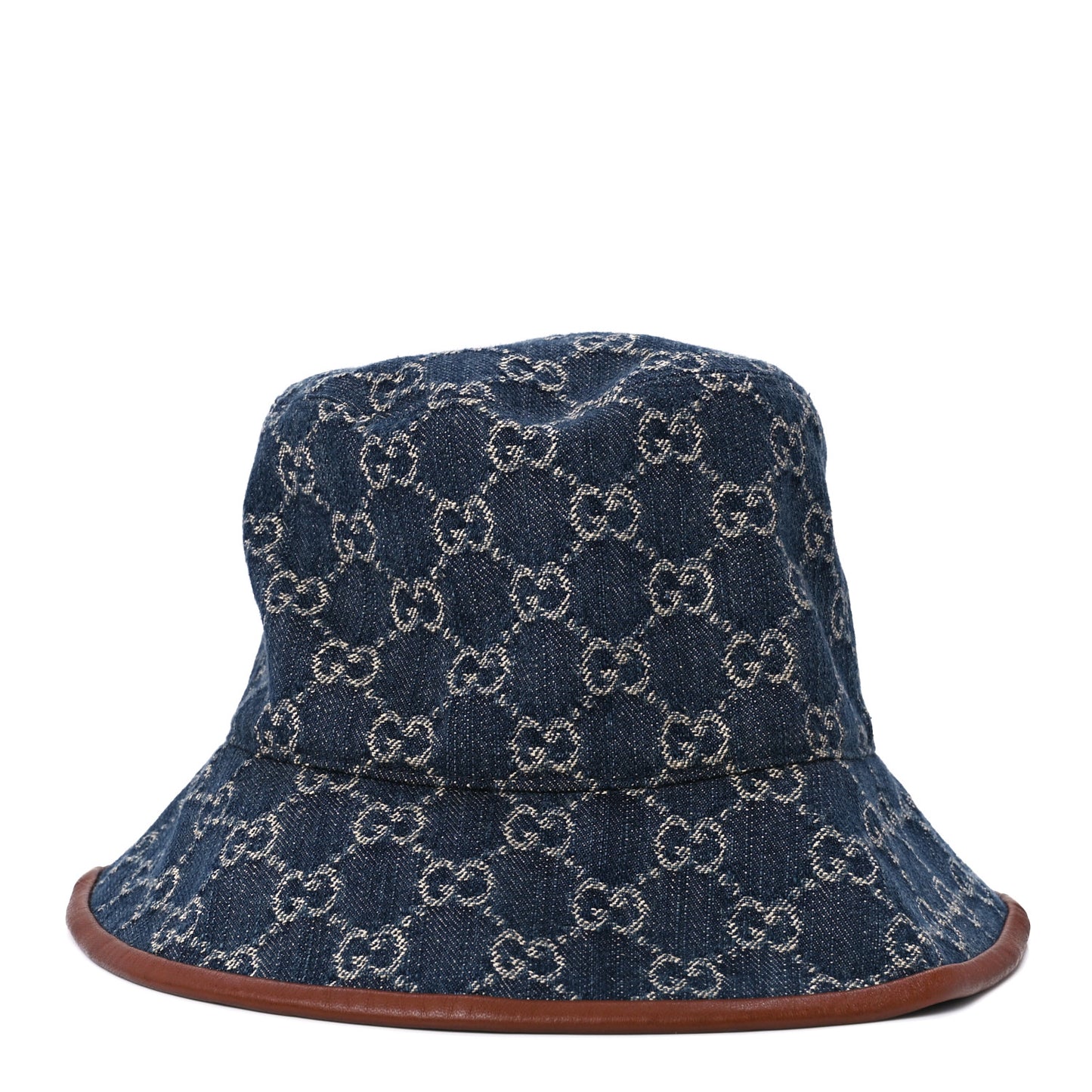 Washed Jacquard Denim Nappa GG Monogram Oscar Bucket Hat M Denim Cuir