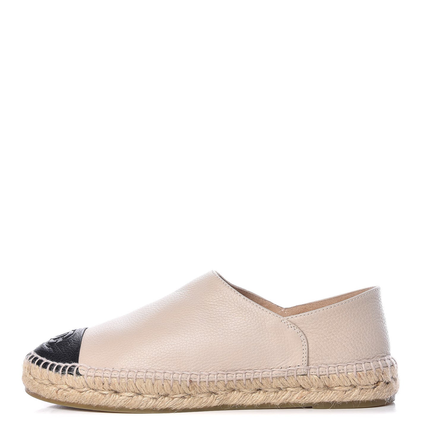 Grained Calfskin CC Espadrilles 39 Beige Black