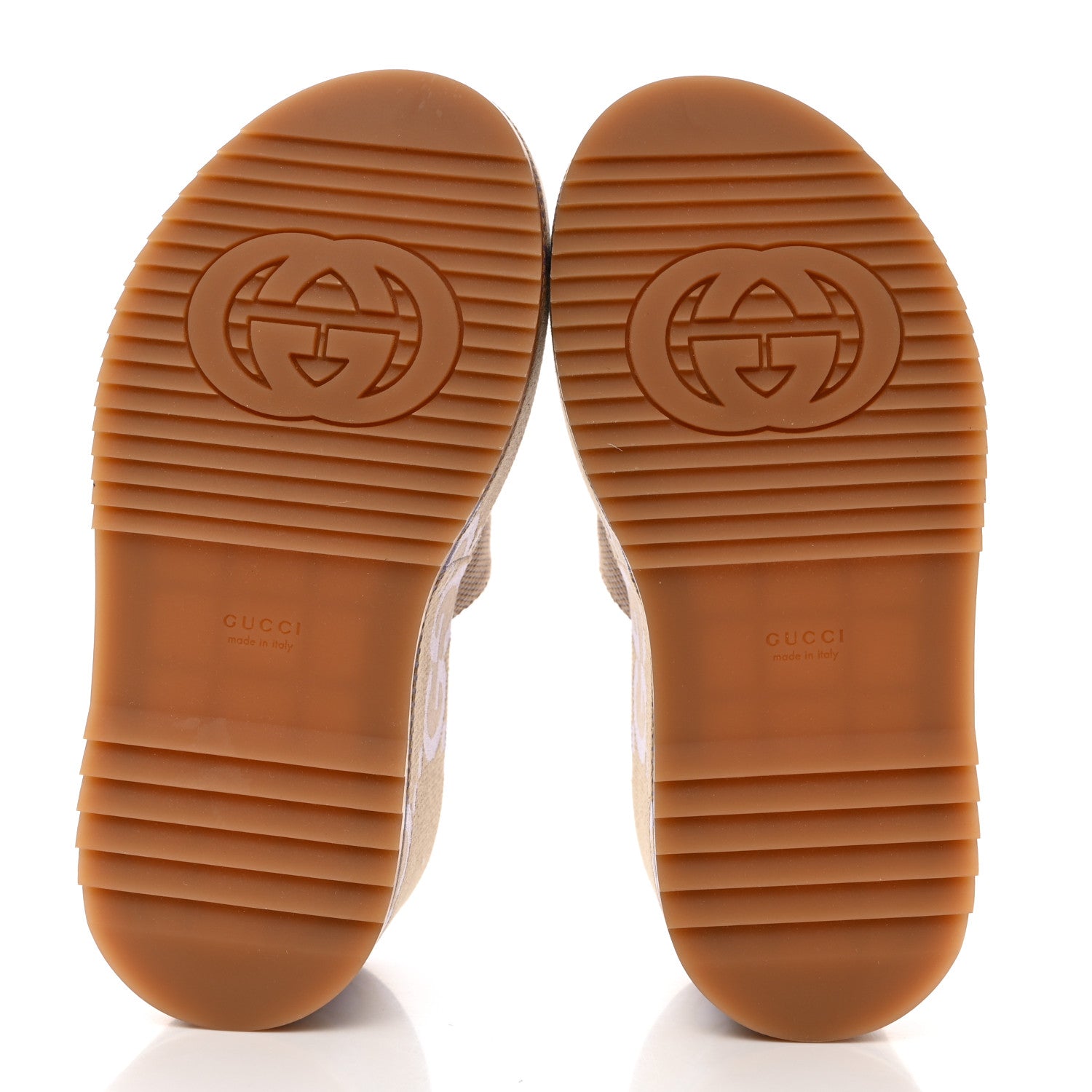 Gucci Monogram Jumbo GG Platform Slide Wedge Sandals 37.5 Beige Lapis 5 of 8