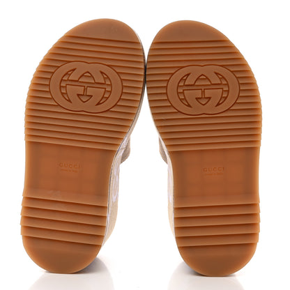 Gucci Monogram Jumbo GG Platform Slide Wedge Sandals 37.5 Beige Lapis 5 of 8