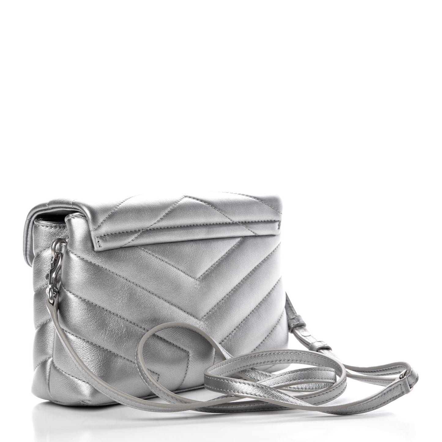 Metallic Calfskin Y Quilted Monogram Toy Loulou Crossbody Bag Argento