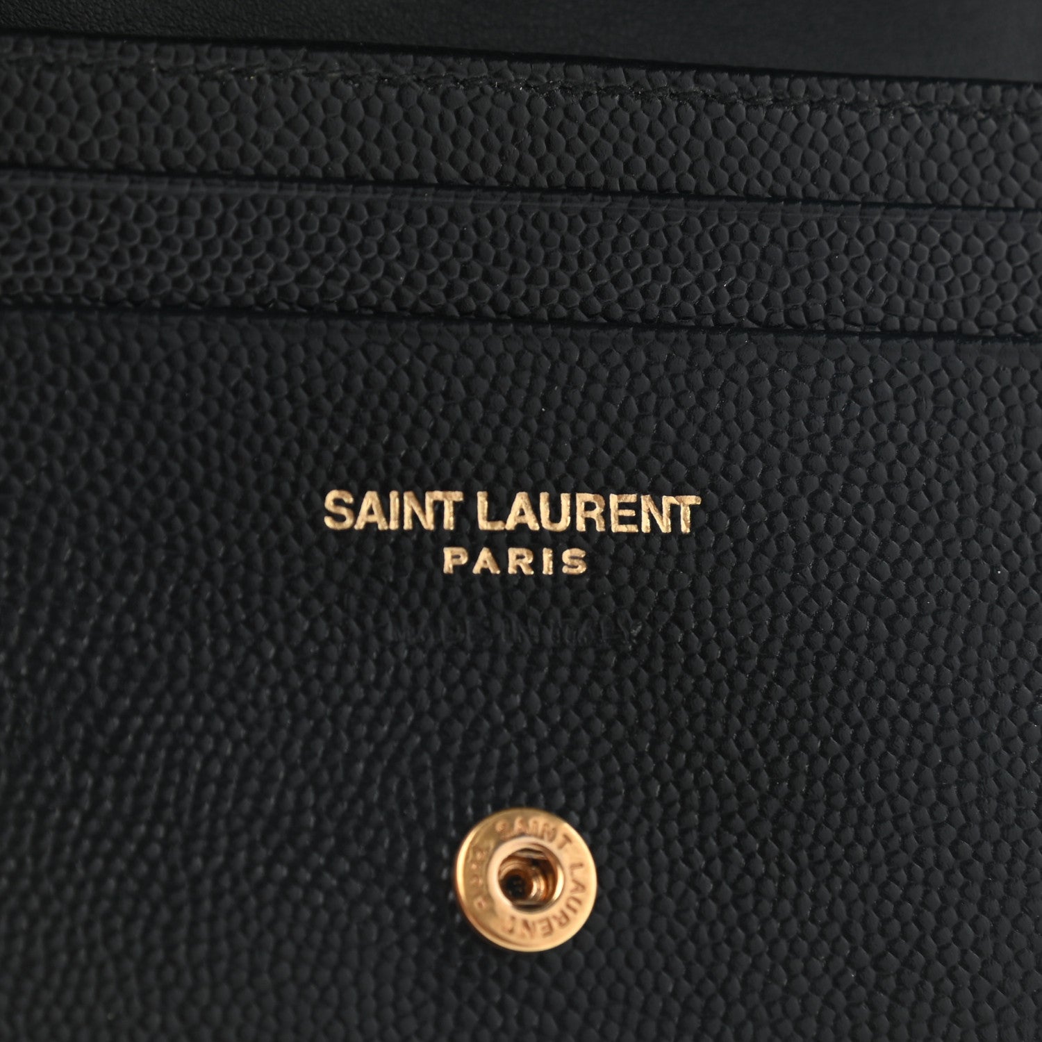 Saint Laurent Grain De Poudre Matelasse Chevron Monogram Card Case Black 6 of 7