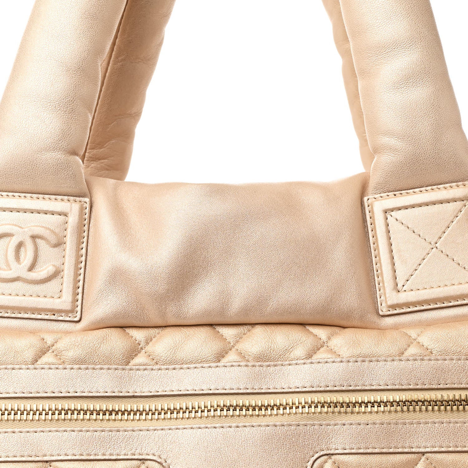 Chanel Metallic Lambskin Quilted Large Coco Cocoon Tote Light Gold 8 of 10