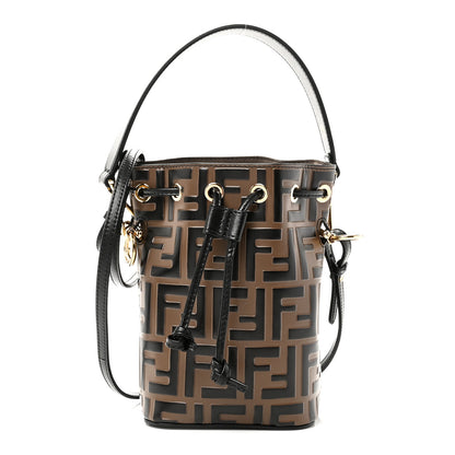 Fendi Vitello Liberty F is Fendi Bi-Color FF 1974 Embossed Mini Mon Tresor Bucket Bag Maya Black 1 of 12