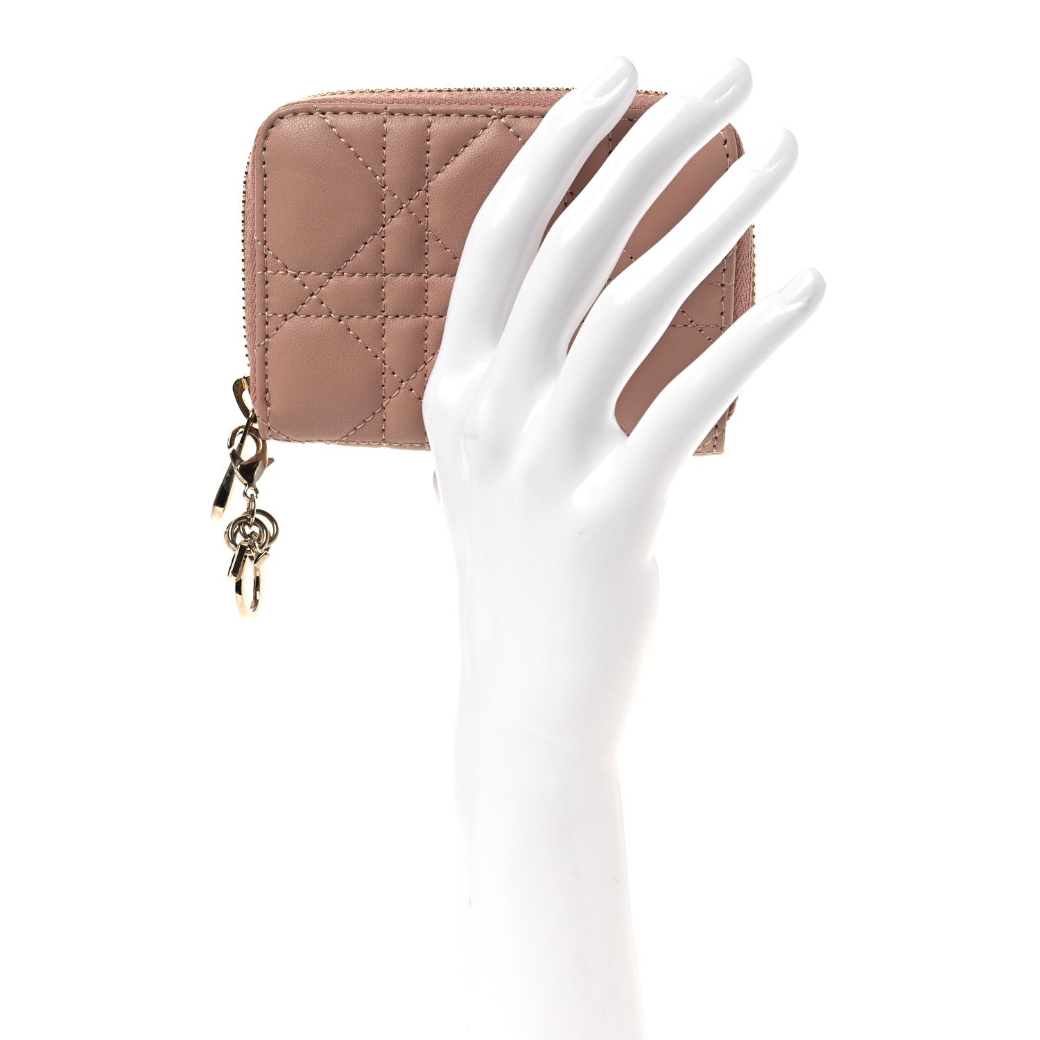 Christian Dior Lambskin Cannage Small Lady Dior Voyageur Coin Purse Rose Des Vents 2 of 8