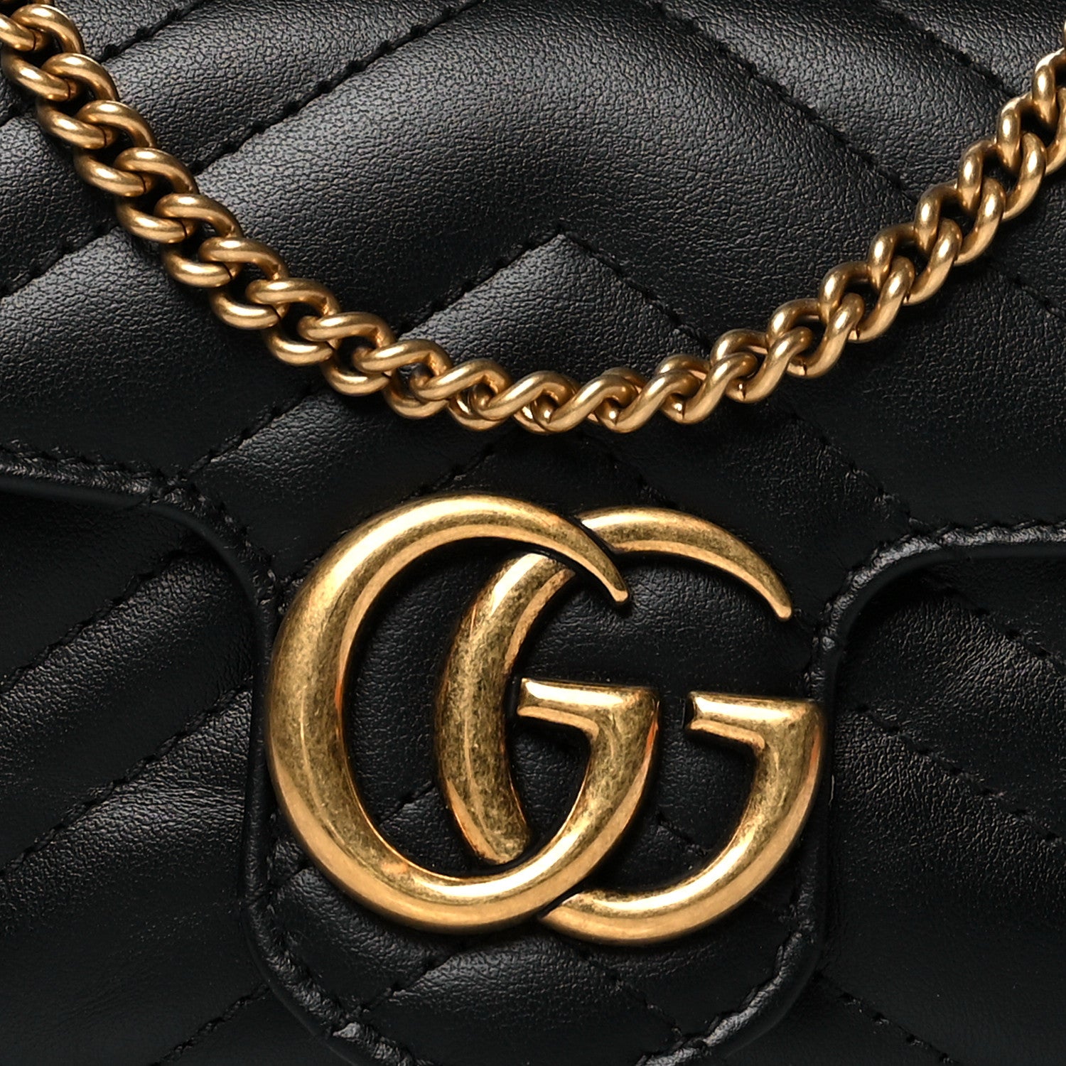 Gucci Calfskin Matelasse Super Mini GG Marmont Shoulder Bag Black 8 of 10