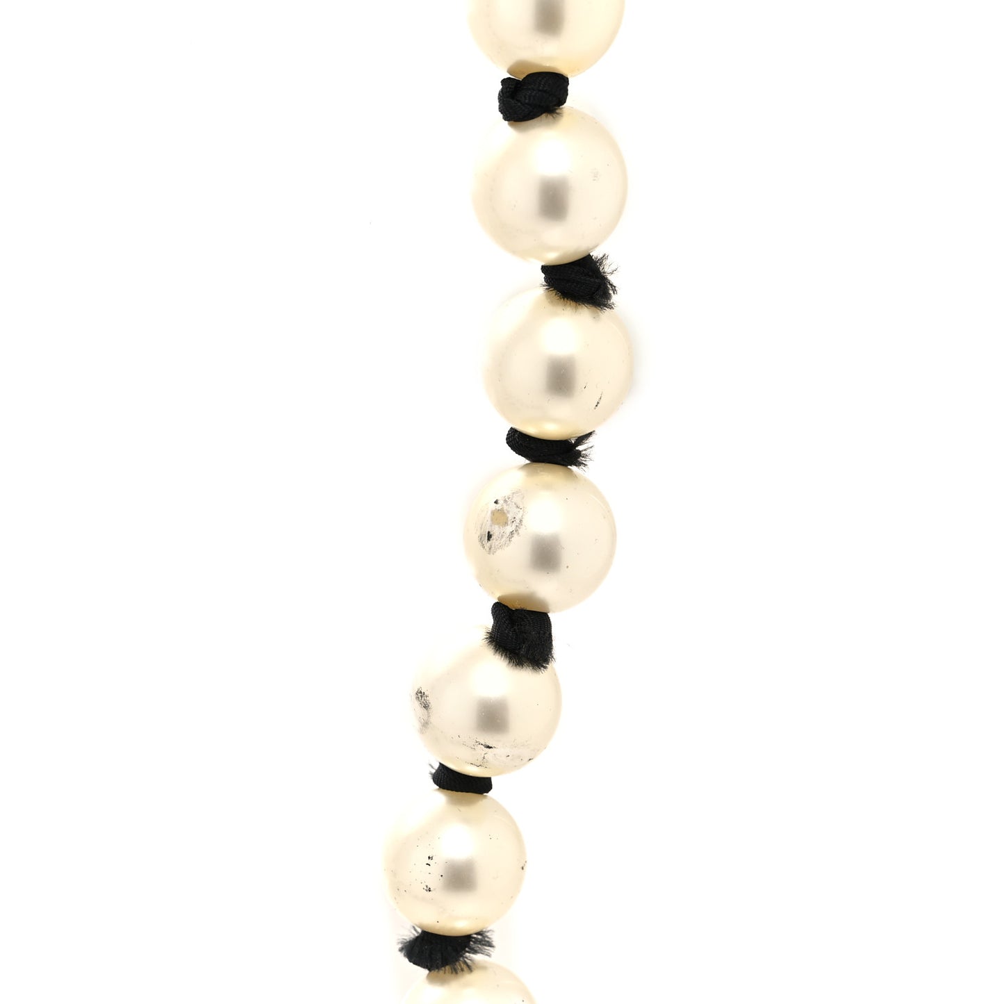 Pearl Grosgrain CC Long Necklace Gold