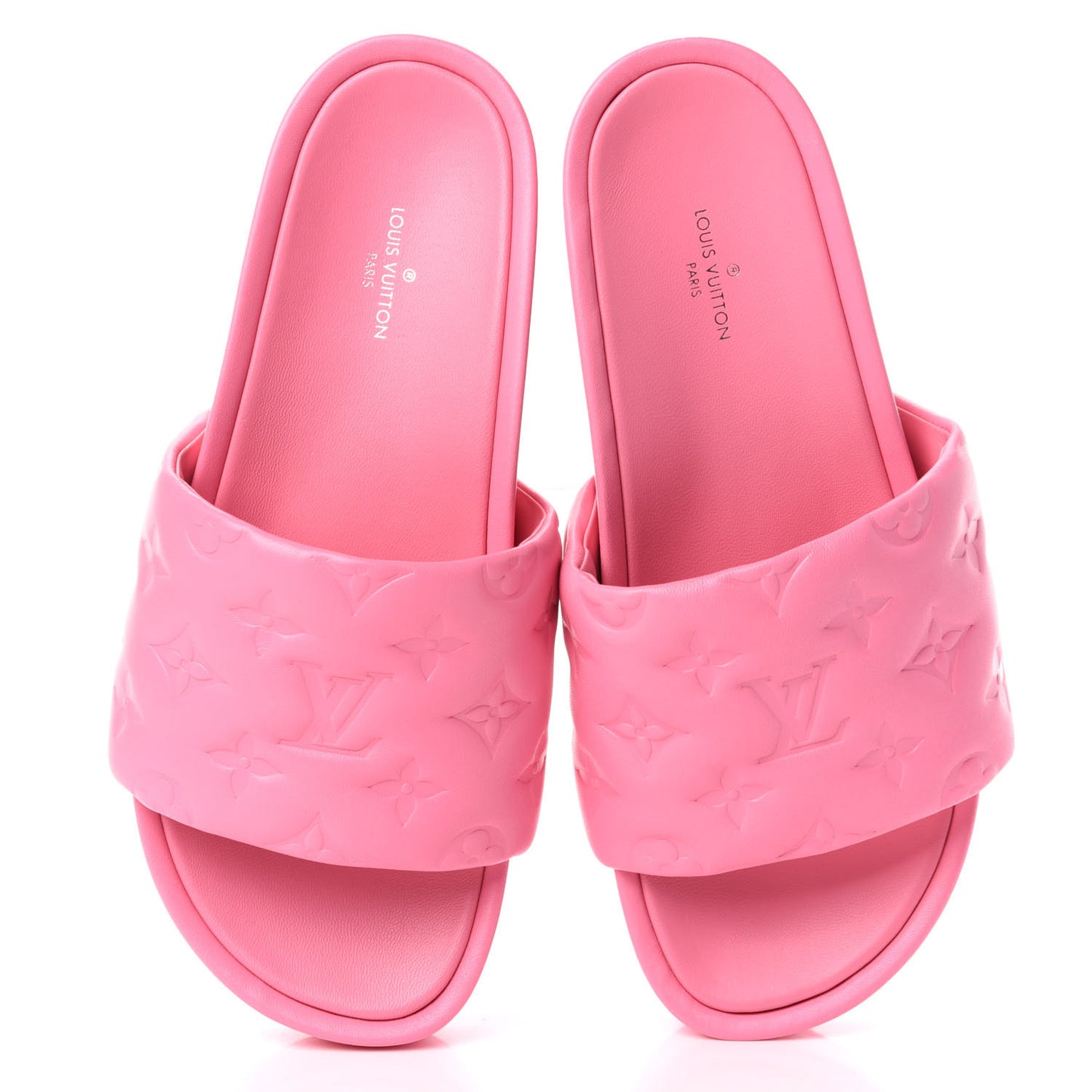 Lambskin Embossed Monogram Jumbo Flatform Mule Sandals 36.5 Rose Pop