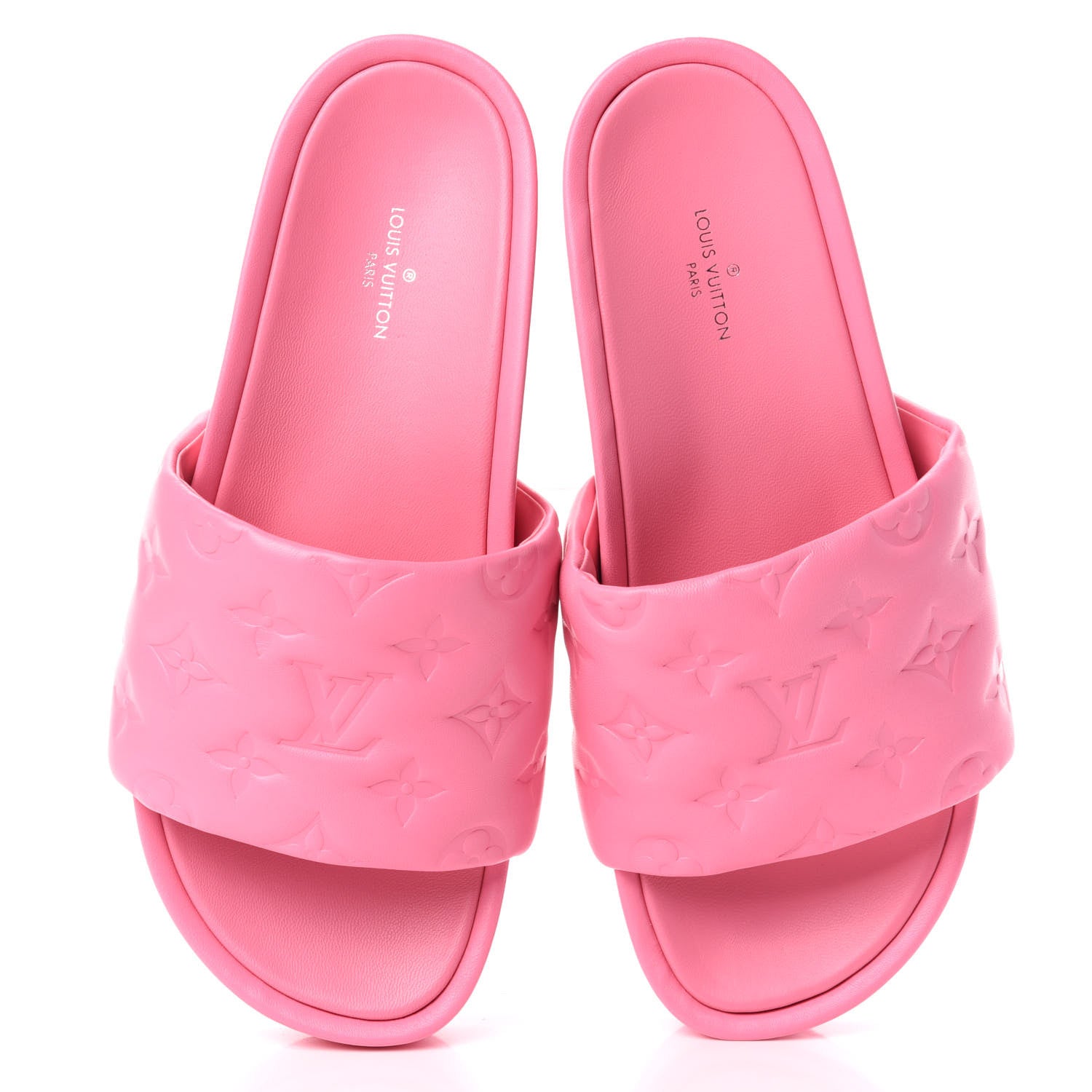 Louis Vuitton Lambskin Embossed Monogram Jumbo Flatform Mule Sandals 36.5 Rose Pop 5 of 11