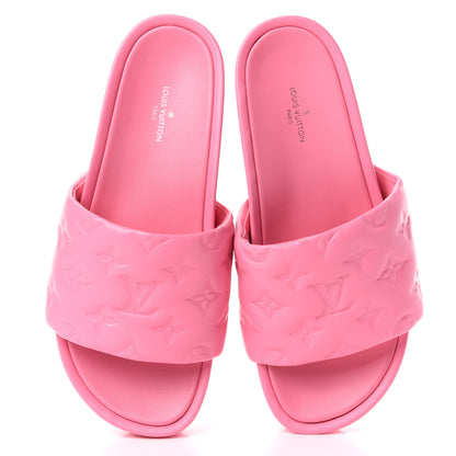 Louis Vuitton Lambskin Embossed Monogram Jumbo Flatform Mule Sandals 36.5 Rose Pop 5 of 11