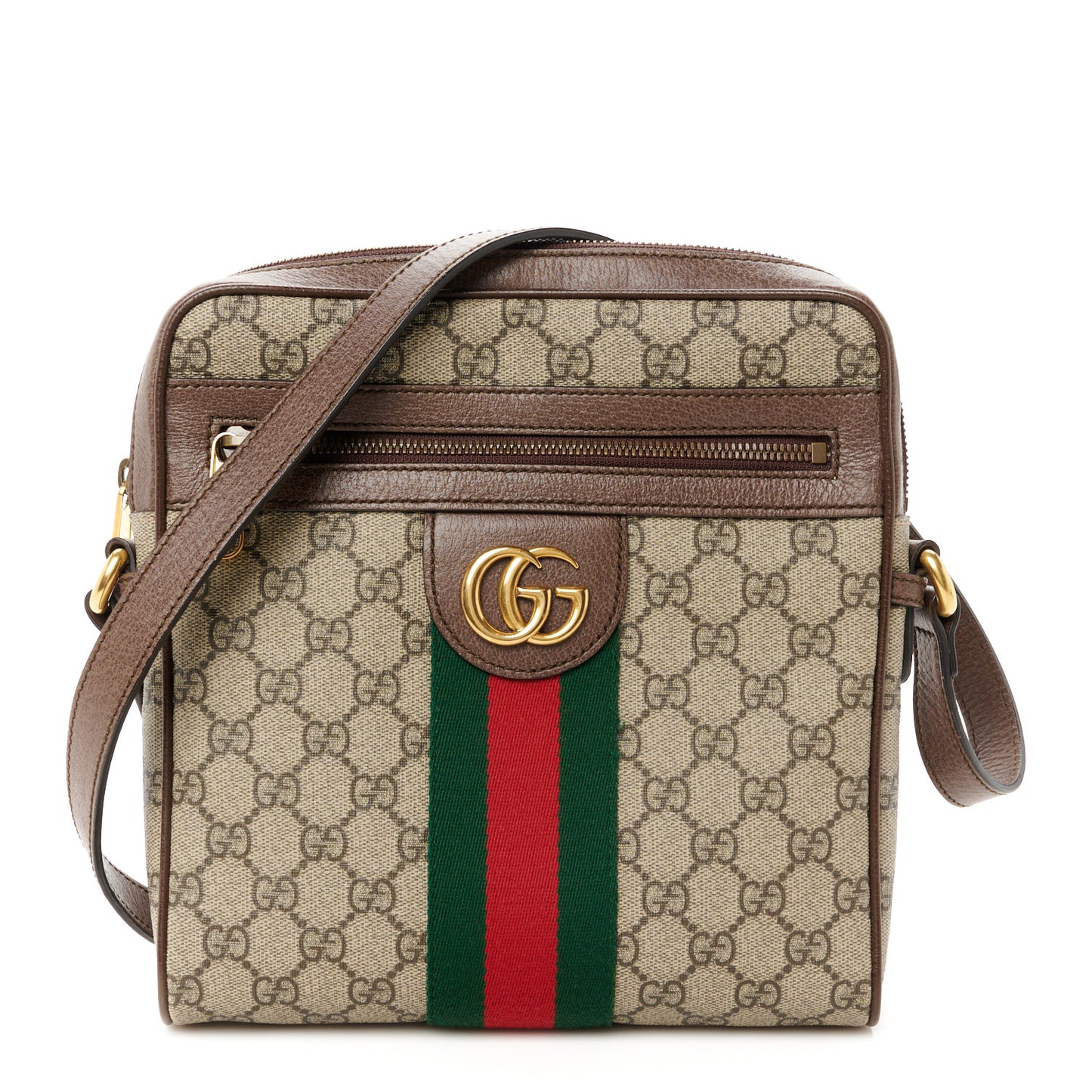 GG Supreme Monogram Web Small Ophidia Messenger Bag Brown