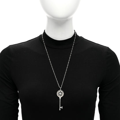 Tiffany Sterling Silver Diamond Large Daisy Key Pendant Link Necklace 4 of 4
