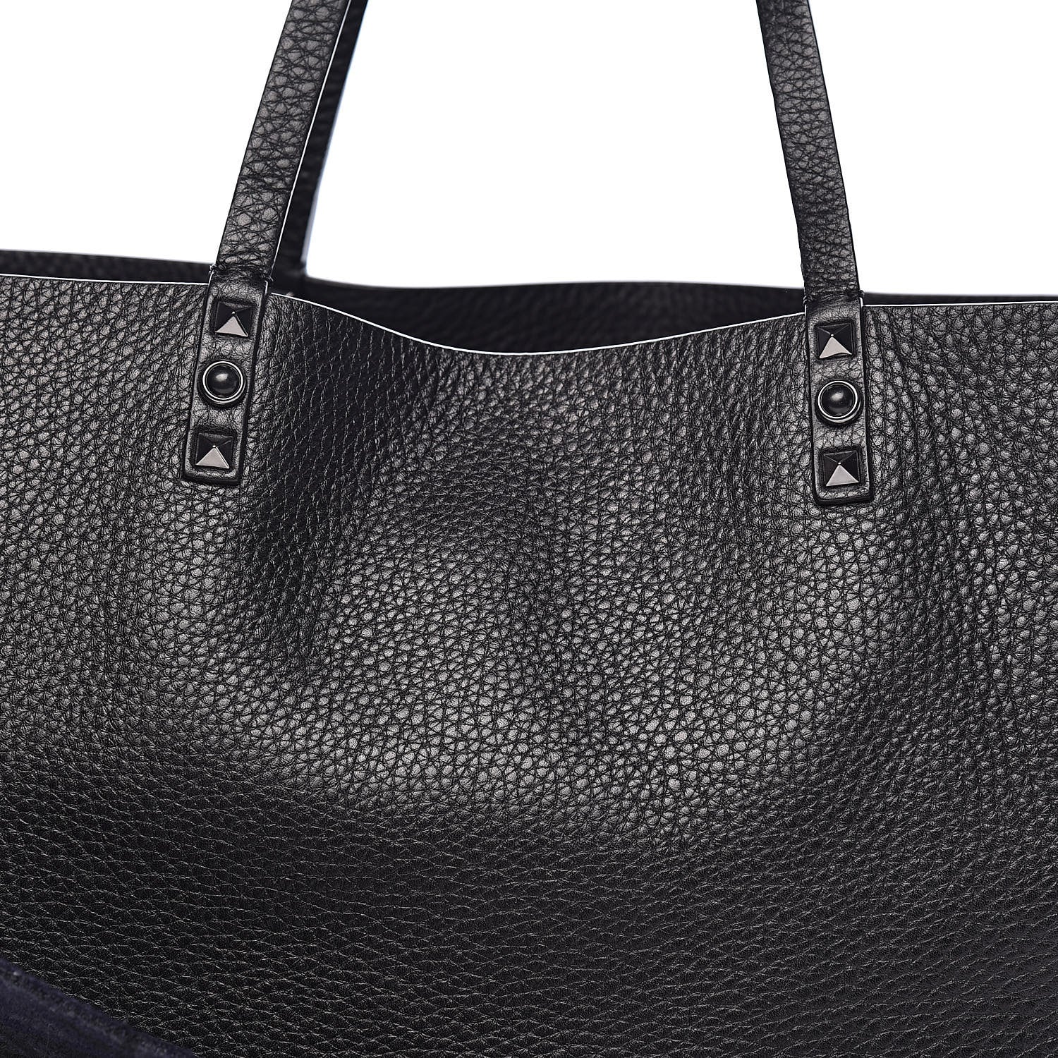 Valentino Garavani Stampa Alce Calfskin Medium Guitar Strap Rockstud Rolling Reversible Tote Black 19 of 19