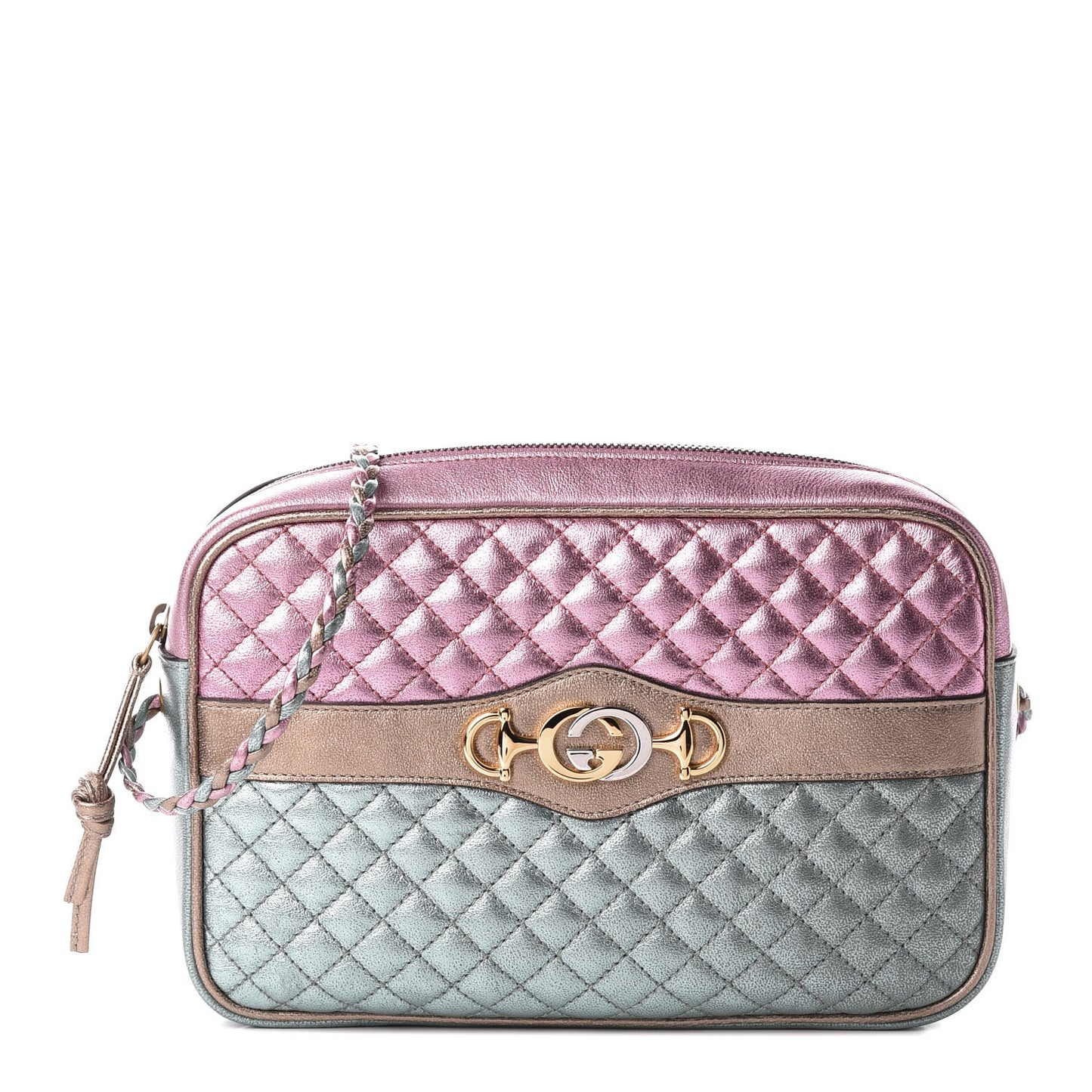Laminated Nappa Trapuntata Small Zumi Shoulder Bag Rosa Lago Rame