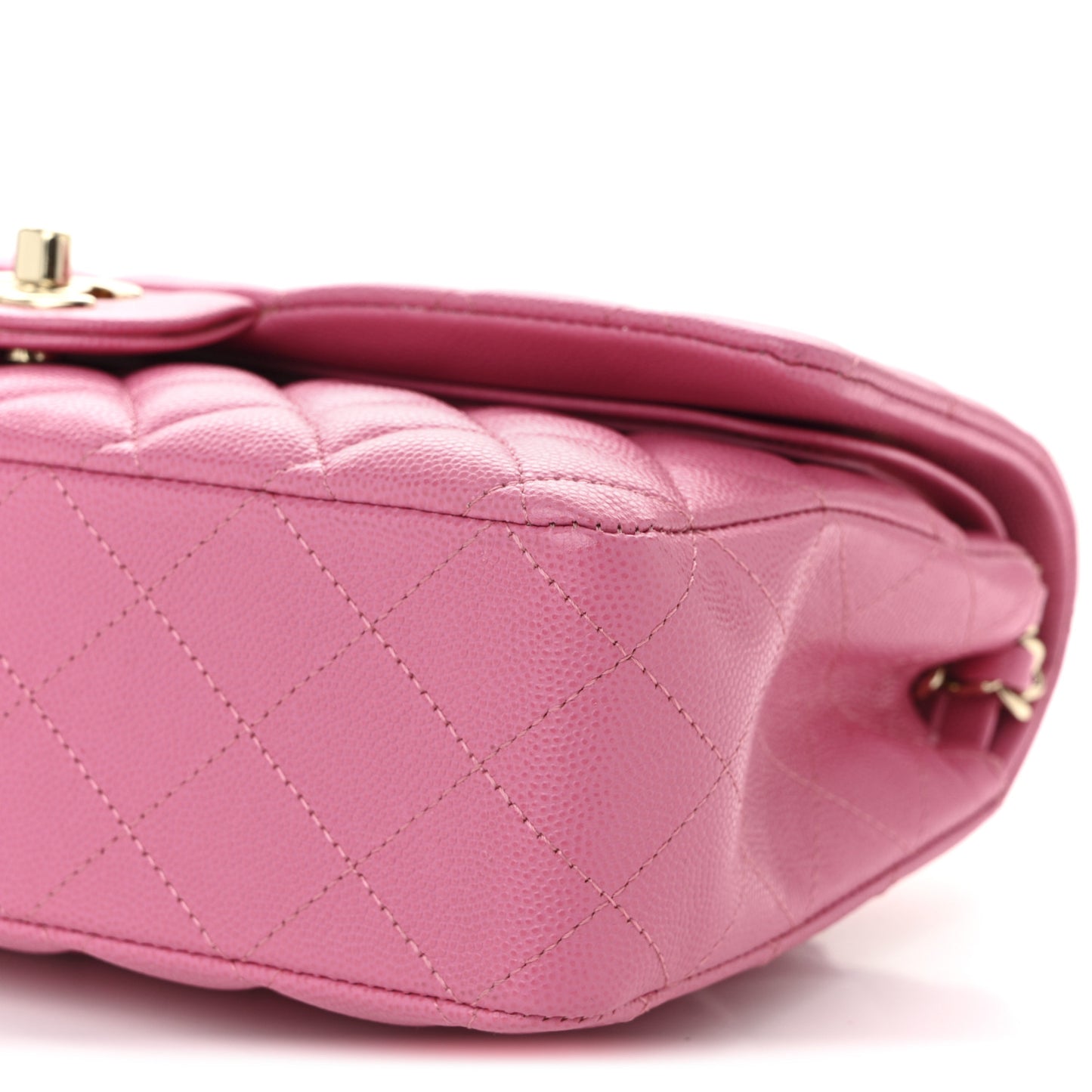 Caviar Quilted Medium Double Flap Pink