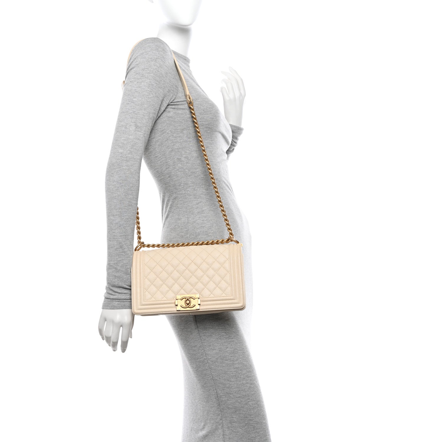 Chanel Caviar Quilted Medium Boy Flap Ivory 2 of 11