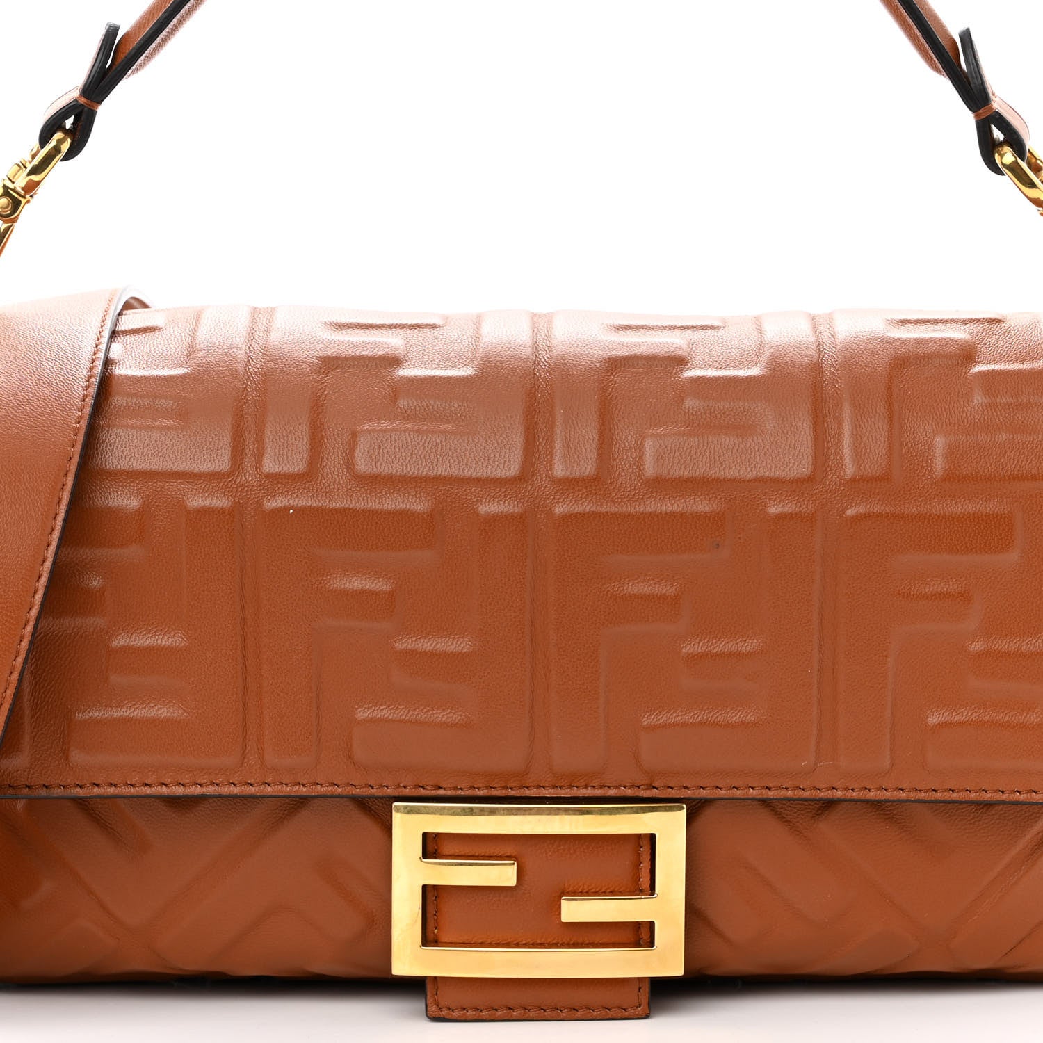 Fendi Nappa FF 1974 Embossed Baguette Coloniale 7 of 9