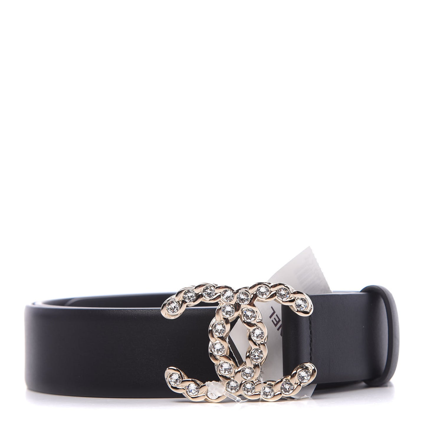 Calfskin Crystal Pearls Coronation CC Belt 90 36 Black