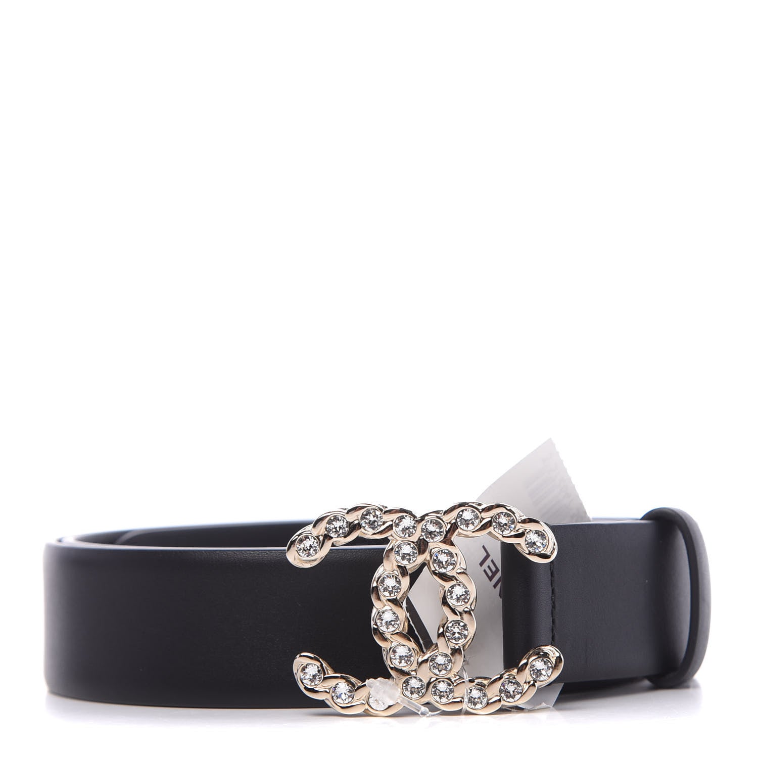 Chanel Calfskin Crystal Pearls Coronation CC Belt 90 36 Black 1 of 9
