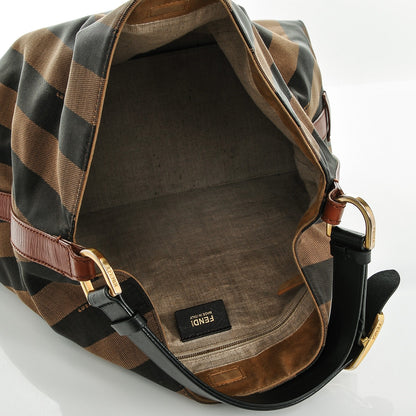 Fendi Pequin Cuoio Vegetale Large Hobo Tobacco Black Cuoio 5 of 7