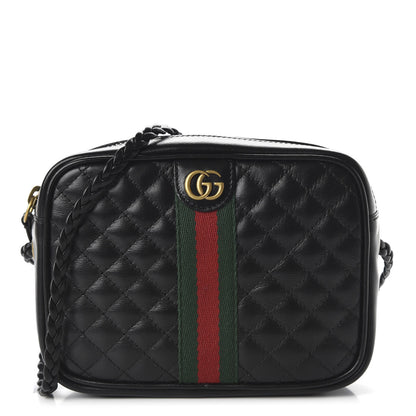 Gucci Calfskin Trapuntata Web Mini GG Shoulder Bag Black 1 of 10