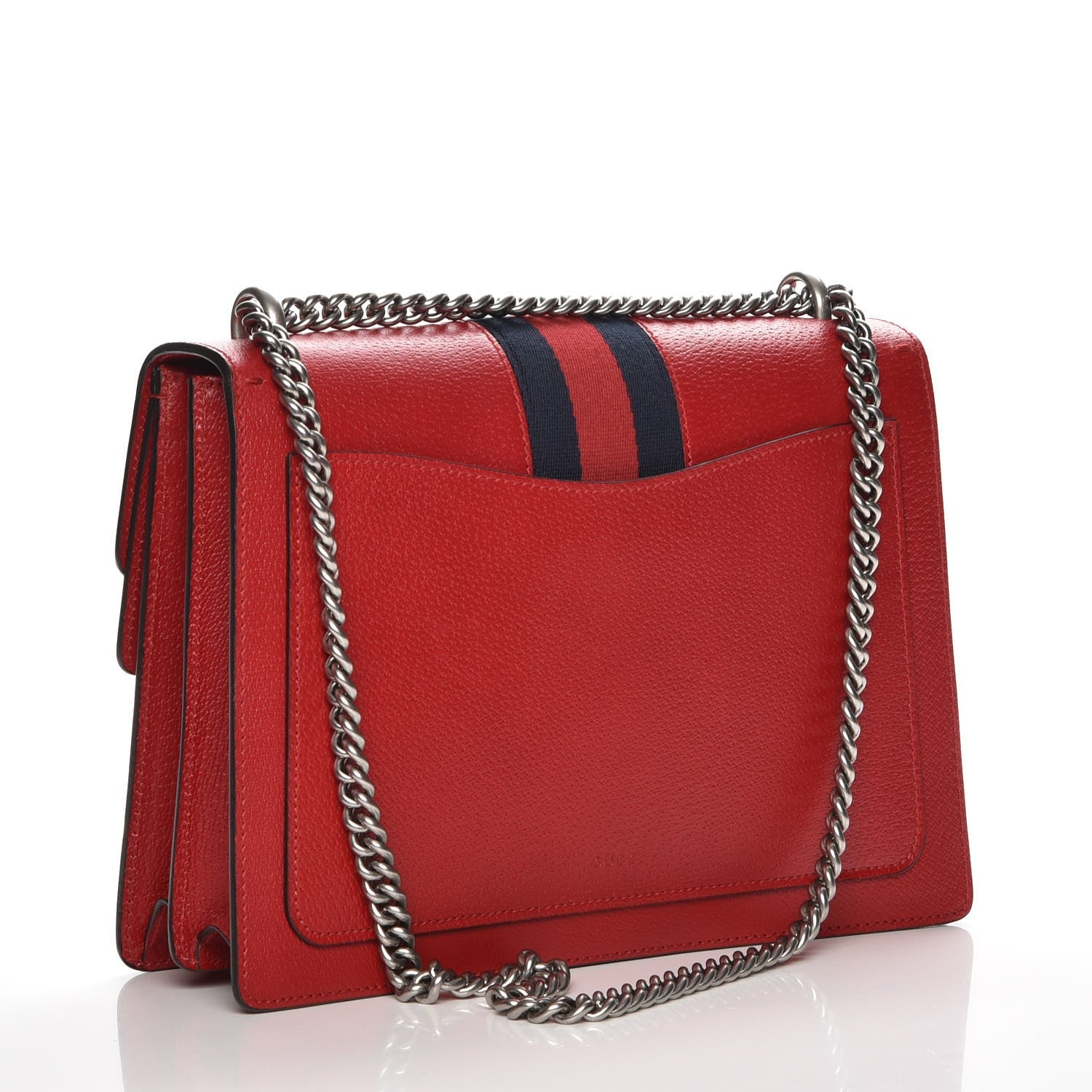 Gucci Textured Calfskin Web Medium Dionysus Shoulder Bag Hibiscus Red 3 of 9