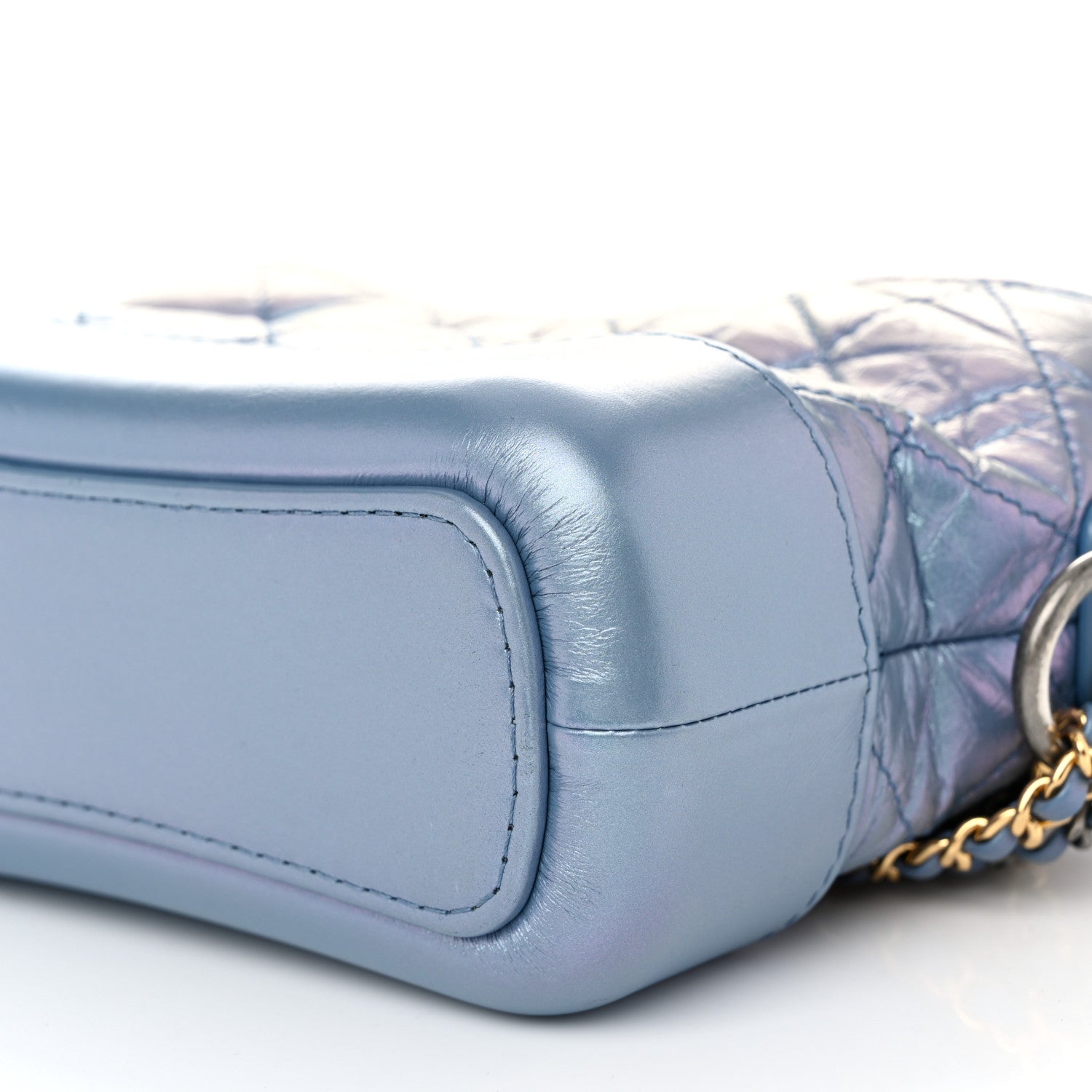 Chanel Iridescent Aged Calfskin Quilted Small Gabrielle Hobo Blue 10 of 11