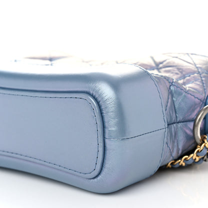 Chanel Iridescent Aged Calfskin Quilted Small Gabrielle Hobo Blue 10 of 11