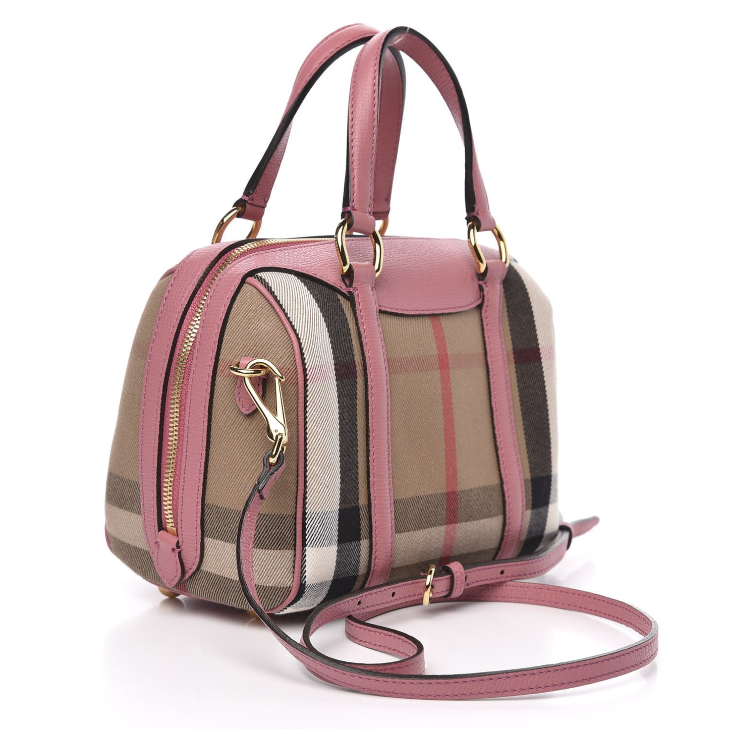 House Check Derby Calfskin Small Alchester Bowling Bag Mauve Pink