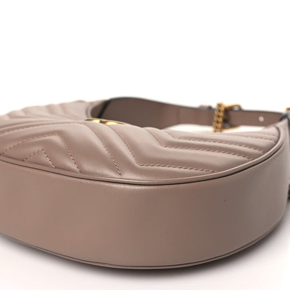 Gucci Calfskin Matelasse Chevron Mini GG Marmont Half Moon Hobo Porcelain Rose 10 of 11