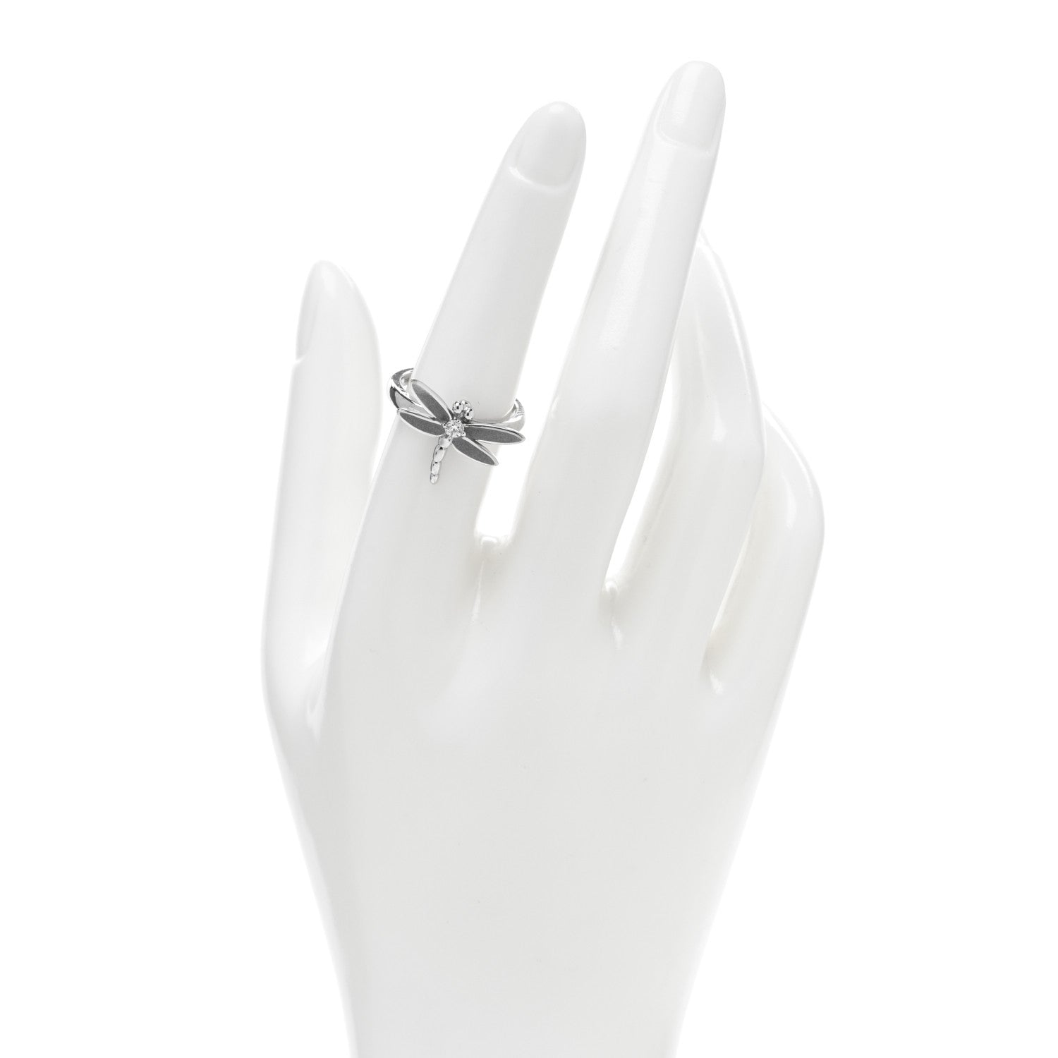 Tiffany 18K White Gold Diamond Dragonfly Ring 54 6.75 2 of 5