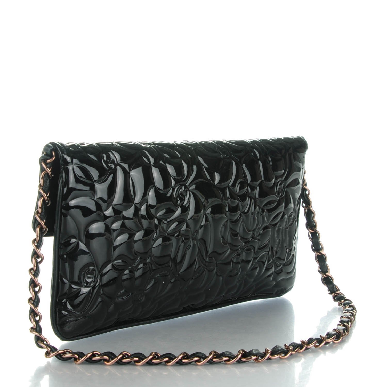 Chanel Patent Camellia Embossed Mini Flap Black 3 of 8