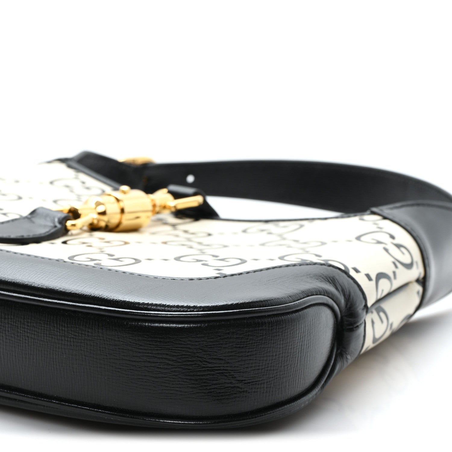 Gucci Azalea Calfskin GG Monogram Bi-Color Debossed Small Jackie 1961 Hobo Mystic White Black 10 of 10