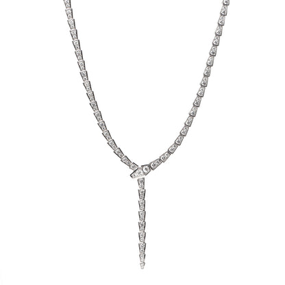 Bulgari 18K White Gold Diamond Serpenti Viper Slim Pave Necklace 1 of 16