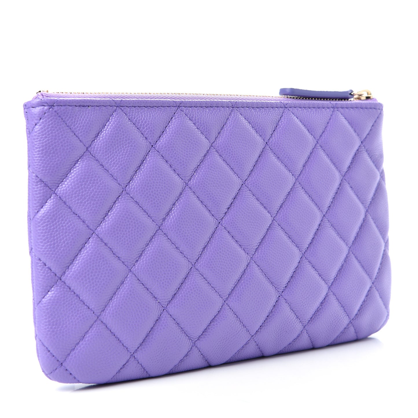 Caviar Quilted Small Zipped Pouch Purple