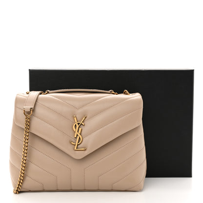 Saint Laurent Calfskin Y Quilted Monogram Small Loulou Chain Satchel Dark Beige 11 of 11