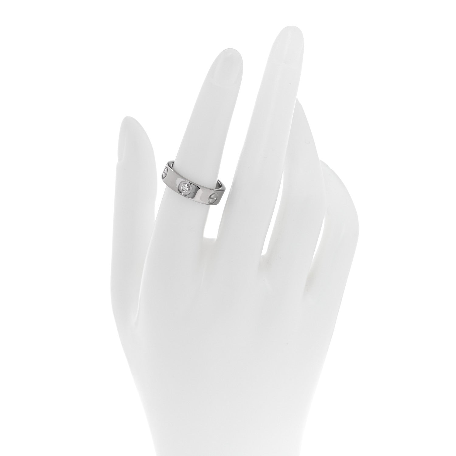 Cartier 18K White Gold 3 Diamond 5.5mm LOVE Ring 54 6.75 2 of 4