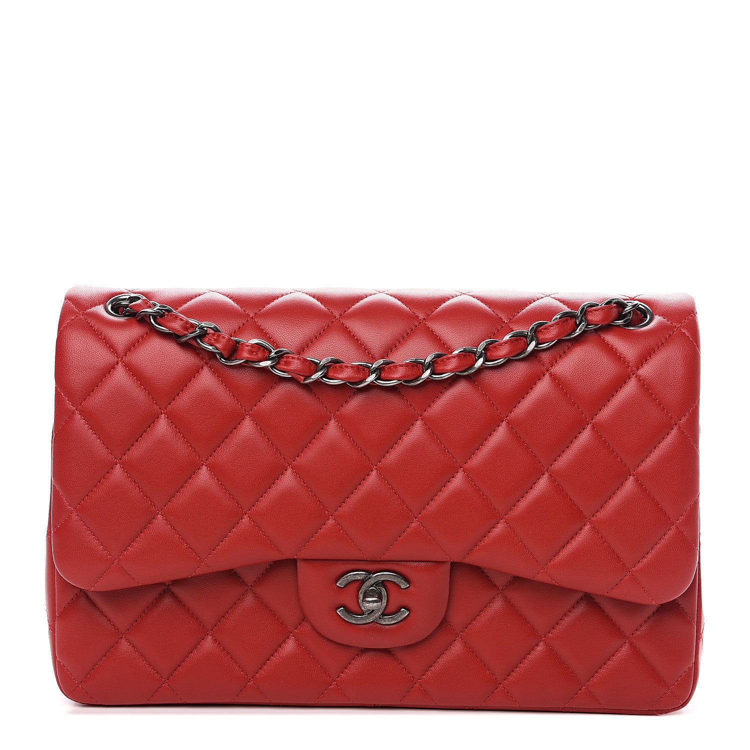 Chanel Lambskin Quilted Jumbo Double Flap Red 1 of 11