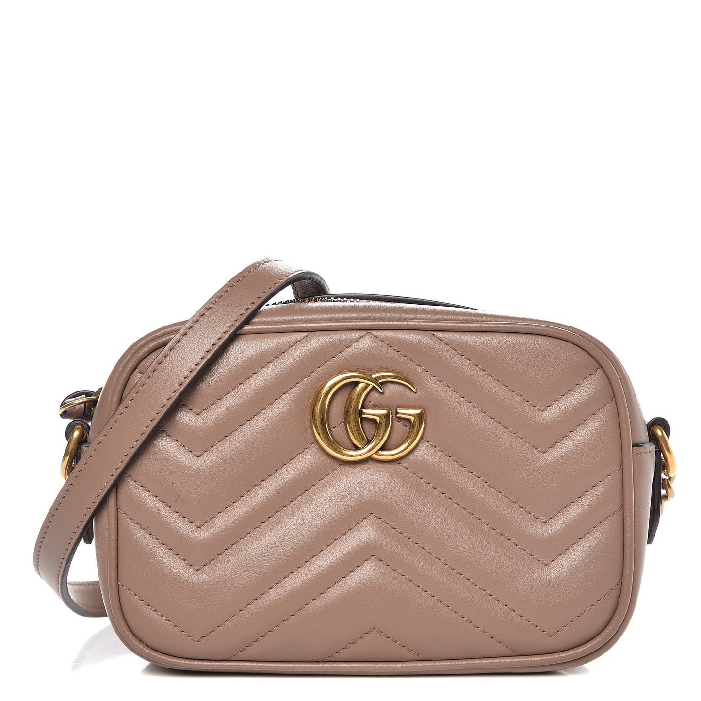 Calfskin Matelasse Mini GG Marmont Chain Shoulder Bag Nude