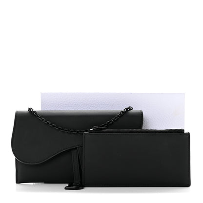 Christian Dior Ultra Matte Calfskin Saddle Chain Wallet Pouch Black 16 of 16