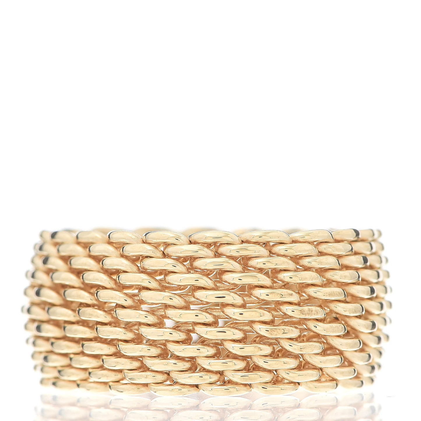 18K Yellow Gold Wide Somerset Mesh Ring 56 7.5