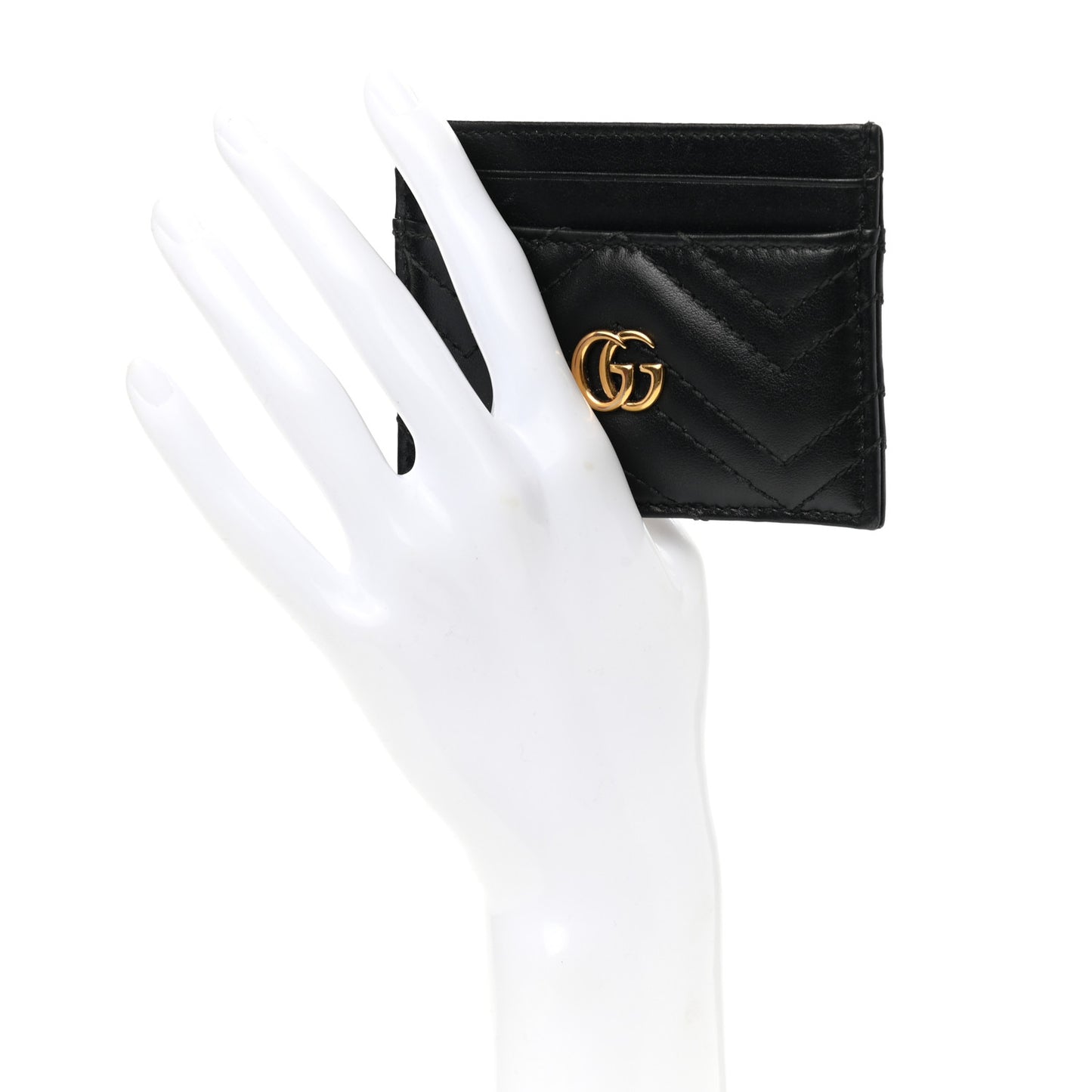 Calfskin Matelasse GG Marmont Card Holder Black