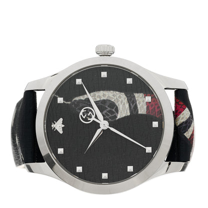 Gucci Stainless Steel Calfskin 38mm Le Marche Des Merveilles Snake Quartz Watch Black 2 of 5