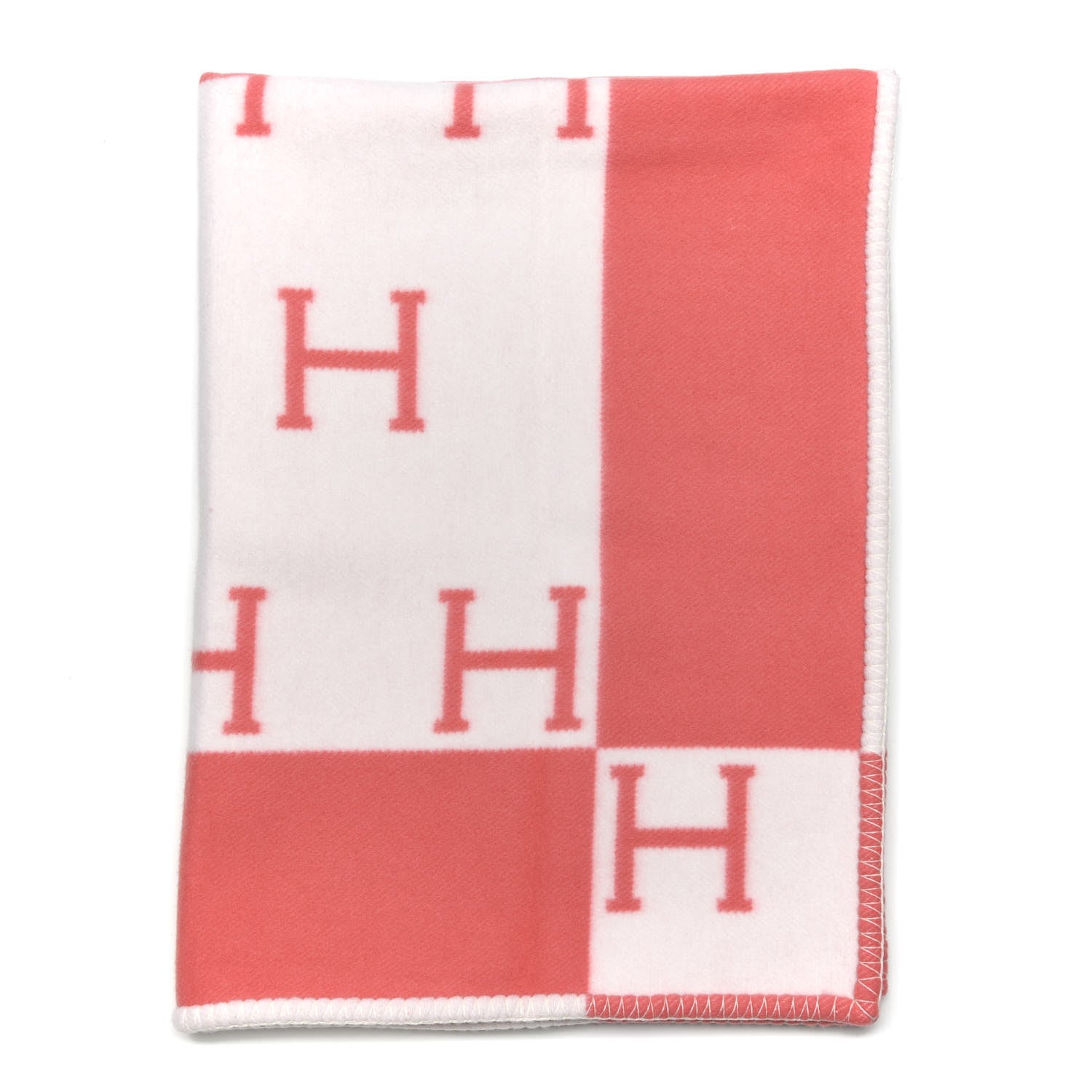 Hermes Wool Cashmere Avalon Baby Blanket Rose Airelle White 1 of 4